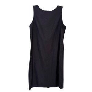 Talbots Black Dress Linen Blend Sleeveless Straight Shift Knee Length 10P